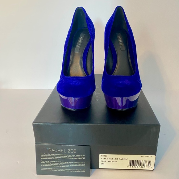 Rachel Zoe Leila New velvet indigo purple platform high heel size 6 - Picture 7 of 7